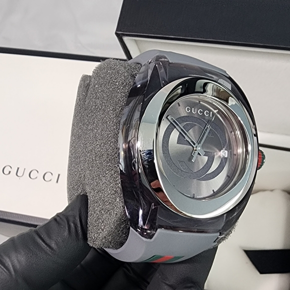 Gucci Sync Stainless Steel & Rubber-Strap Watch YA137109A 46mm - Gray NEW - Picture 4 of 6